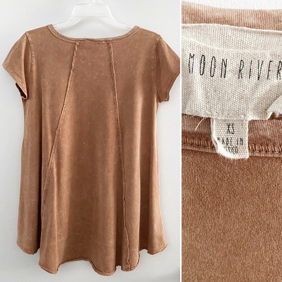 Moon River chic lagenlook 100% cotton jersey marble wash top, terra cotta - Picture 5 of 10